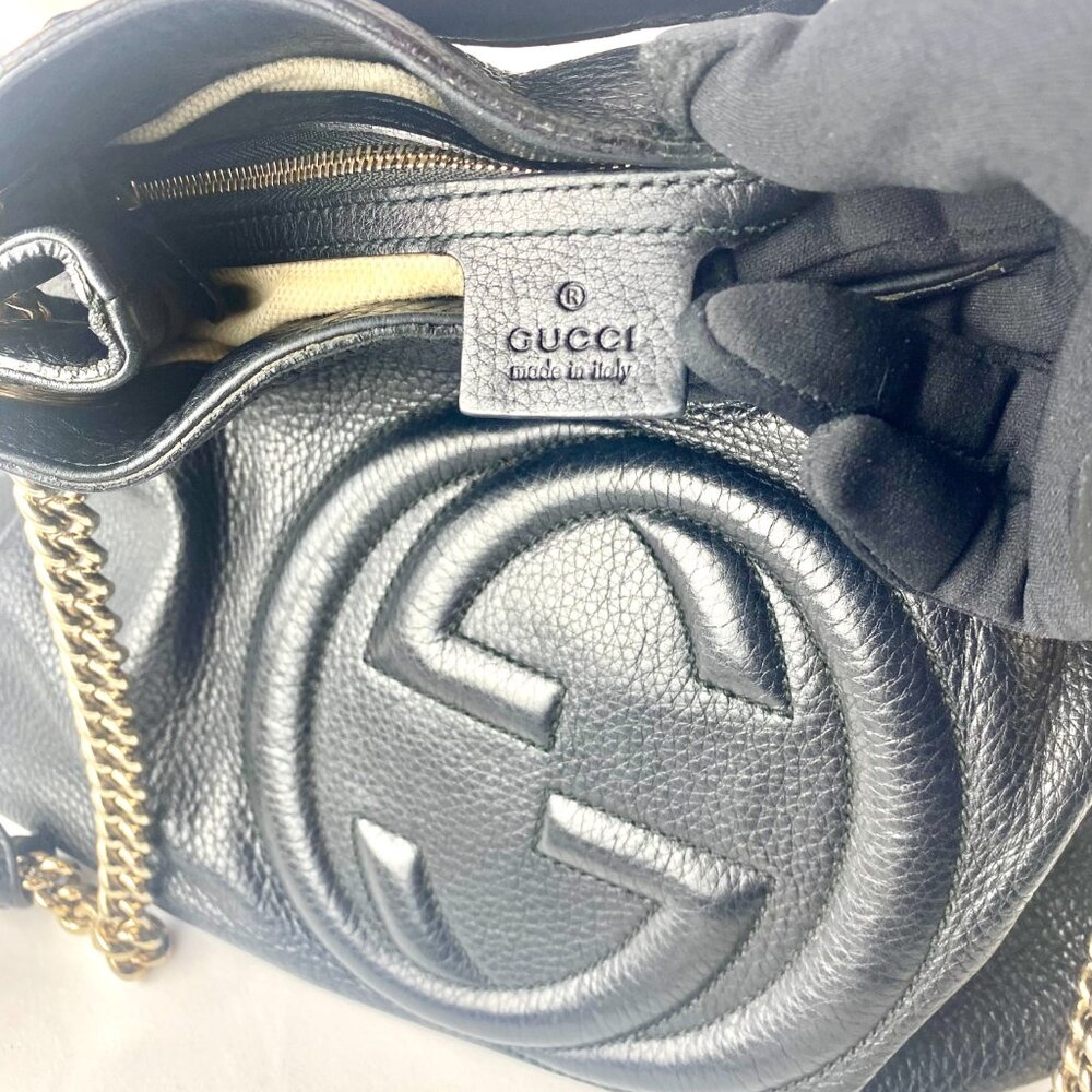 Gucci Soho Chain Handbag Interlocking GG Leather Black - Authenticity Certified - Picture 14 of 15